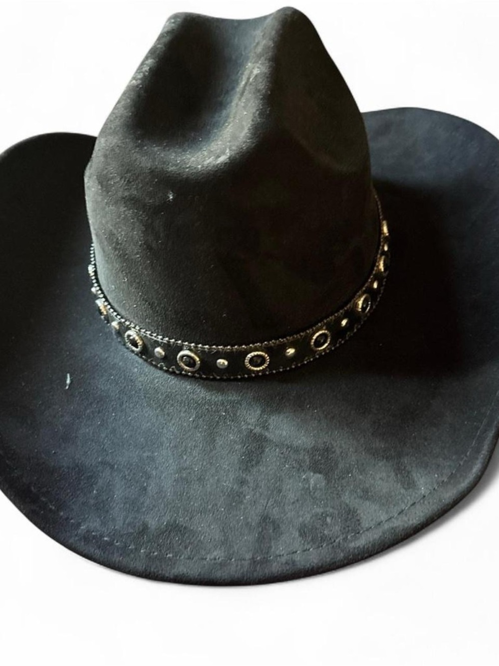 Black Cowboy Hat with Decorative Stud Band